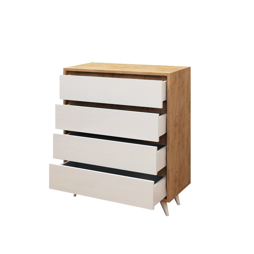 Cómoda SUVERA 86x70 cm blanco/beige