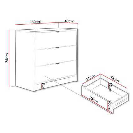 Cómoda TIRENO 75x80 cm beige