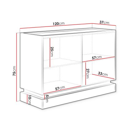 Cómoda ZARPANT 75x120 cm beige/roble Cremona