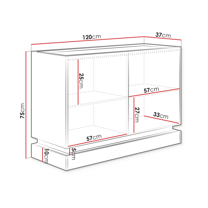 Cómoda ZARPANT 75x120 cm beige/roble Cremona