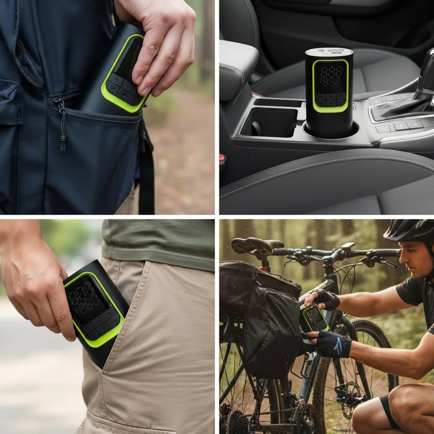 Compresor digital de bolsillo 5V 8000 mAh negro