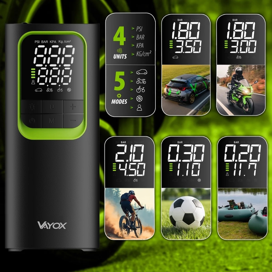 Compresor digital de bolsillo 5V 8000 mAh negro