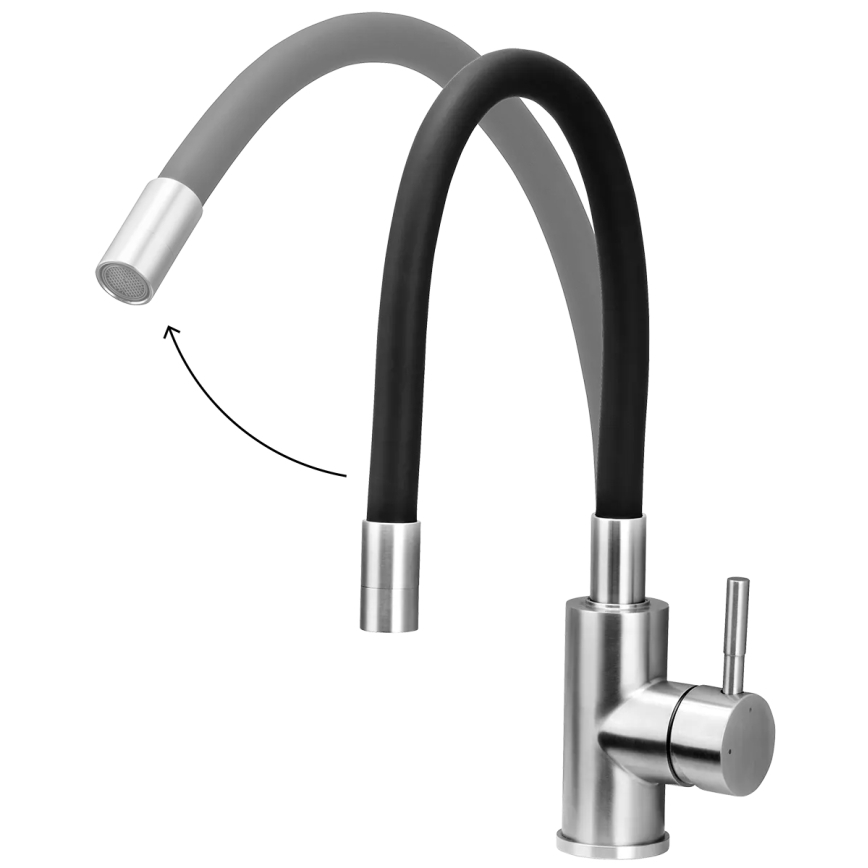 Concept BDC7138 - Grifo para fregadero con caño flexible cromo brillante/negro