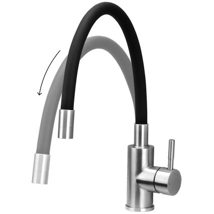 Concept BDC7138 - Grifo para fregadero con caño flexible cromo brillante/negro