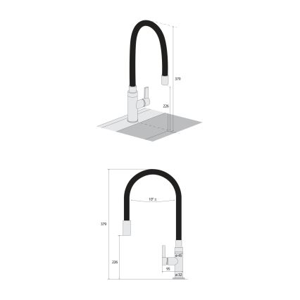 Concept BDC7138 - Grifo para fregadero con caño flexible cromo brillante/negro