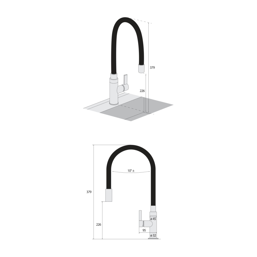 Concept BDC7138 - Grifo para fregadero con caño flexible cromo brillante/negro