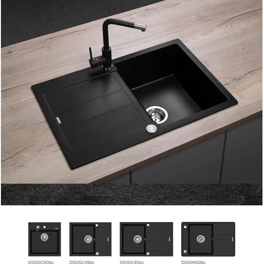 Concept BDG4327BC - Grifo para fregadero de 27,3 cm, acabado granito/negro