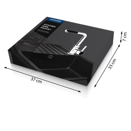 Concept BDG4527BC - Grifo para fregadero con rociador extraíble 26,9 cm, acabado granito/negro