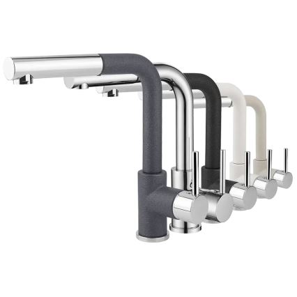 Concept BDG4527DG - Grifo monomando para fregadero con caño extraíble 26,9 cm, acabado granito/gris oscuro