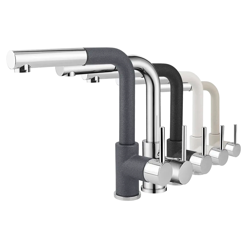 Concept BDG4527DG - Grifo monomando para fregadero con caño extraíble 26,9 cm, acabado granito/gris oscuro