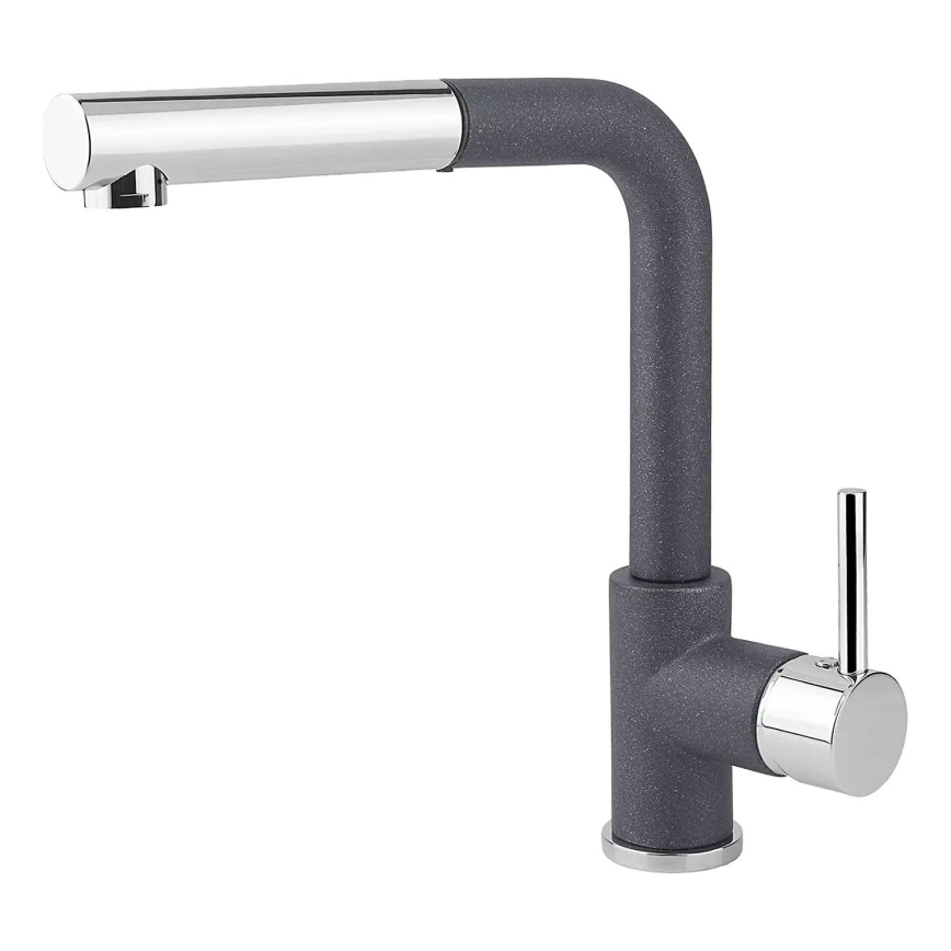 Concept BDG4527DG - Grifo monomando para fregadero con caño extraíble 26,9 cm, acabado granito/gris oscuro