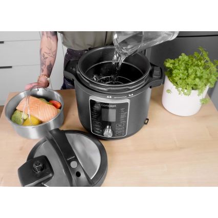 Concept CK8000 - Olla a presión eléctrica multifuncional y freidora de aire 5,6 l 11 en 1 1500W/230V negra