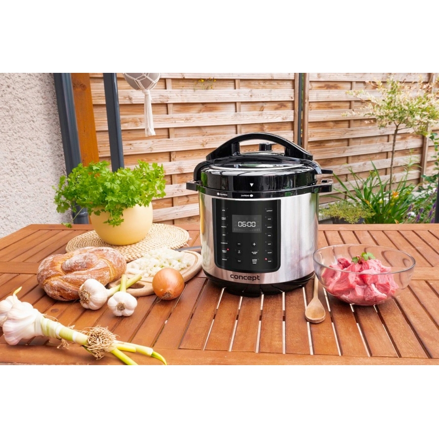 Concept CK8001 - Olla a presión eléctrica multifuncional 5,6 l 1000W/230V Wi-Fi acero inoxidable