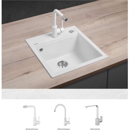 Concept DG00C50WH - Fregadero de cocina CUBIS 49x51 cm granito/blanco
