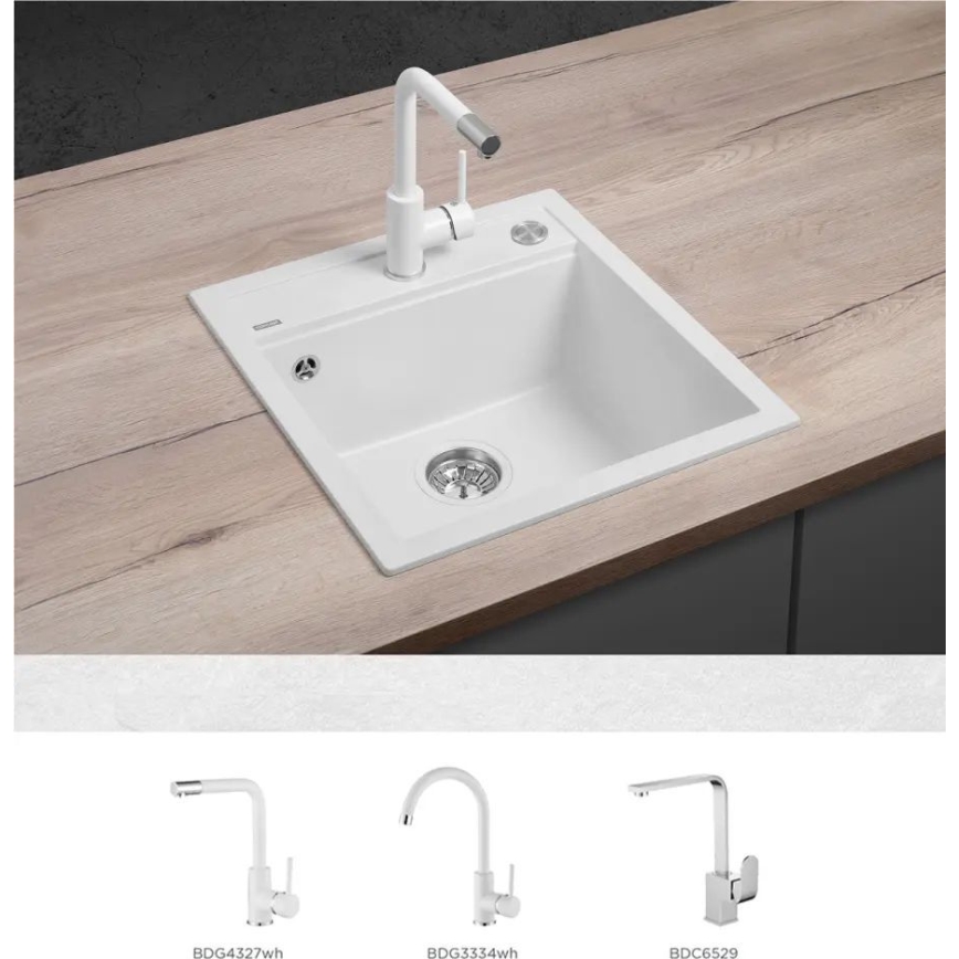 Concept DG00C50WH - Fregadero de cocina CUBIS 49x51 cm granito/blanco