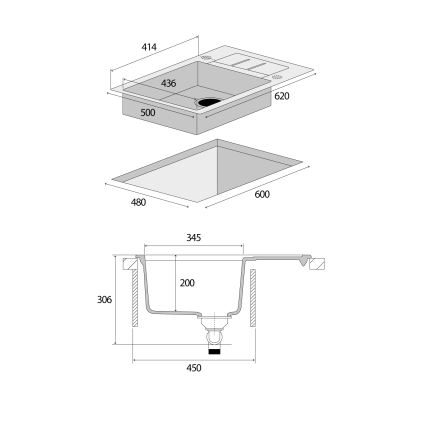 Concept DG05C45BE - Fregadero de cocina CUBIS 50x62 cm, granito/beige