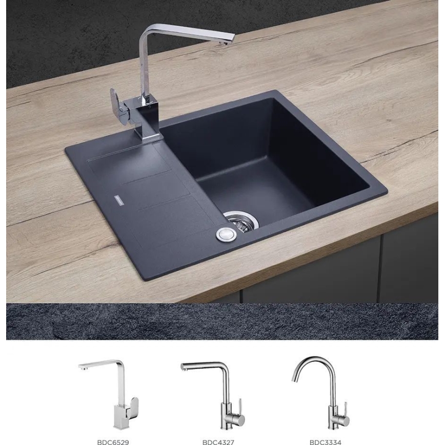Concept DG05C45DG - Fregadero de cocina CUBIS 50 x 62 cm granito/gris oscuro