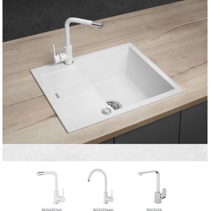 Concept DG05C45WH - Fregadero de cocina CUBIS 50x62 cm granito/blanco