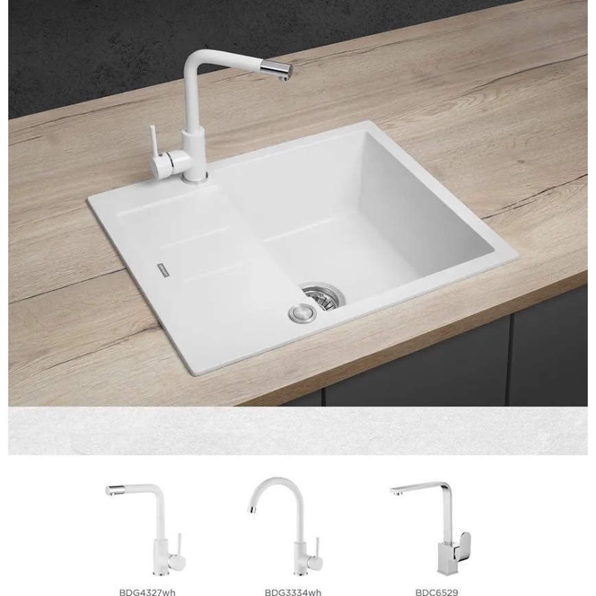 Concept DG05C45WH - Fregadero de cocina CUBIS 50x62 cm granito/blanco