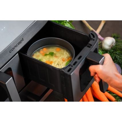 Concept FR9000 - Freidora de aire PIZZA TRIO 18,5 l 2700W/230V acero inoxidable/negro