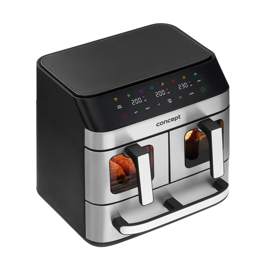 Concept FR9000 - Freidora de aire PIZZA TRIO 18,5 l 2700W/230V acero inoxidable/negro
