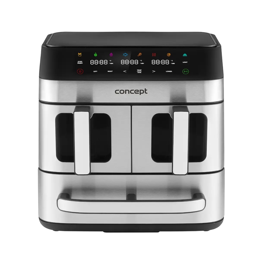 Concept FR9000 - Freidora de aire PIZZA TRIO 18,5 l 2700W/230V acero inoxidable/negro