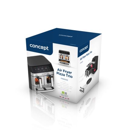 Concept FR9000 - Freidora de aire PIZZA TRIO 18,5 l 2700W/230V acero inoxidable/negro
