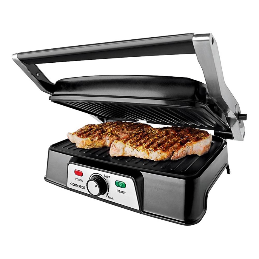 Concept ge2005 - Parrilla de contacto 1500W/230V acero inoxidable/negro