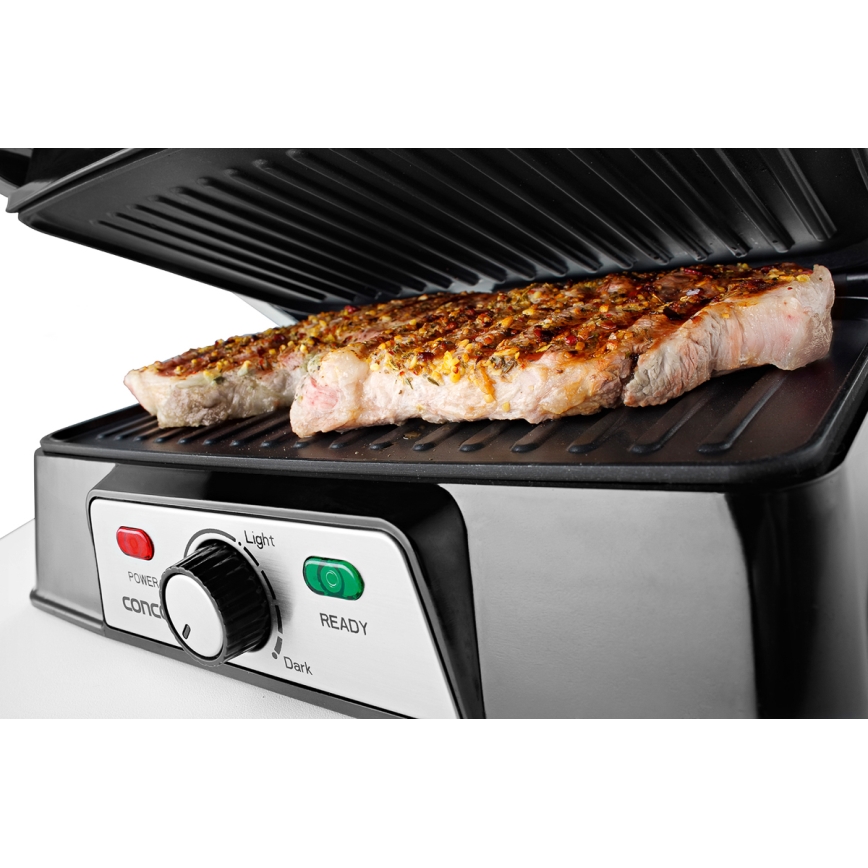 Concept ge2005 - Parrilla de contacto 1500W/230V acero inoxidable/negro