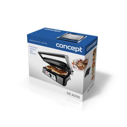 Concept ge2005 - Parrilla de contacto 1500W/230V acero inoxidable/negro