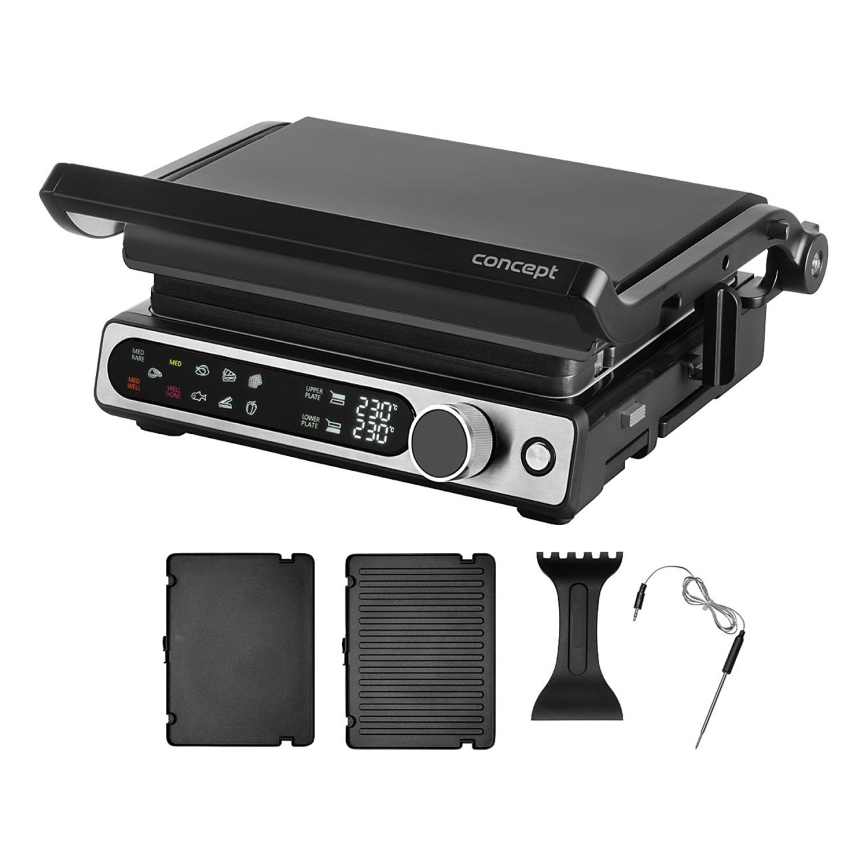 Concept ge3500 - Grill de contacto con sonda de temperatura 2000W/230V negro