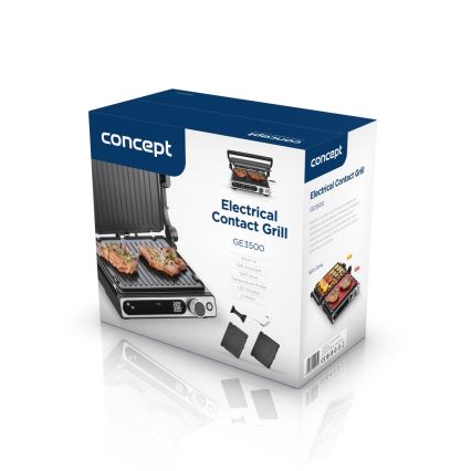 Concept ge3500 - Parrilla de contacto con sonda de temperatura 2000W/230V negro