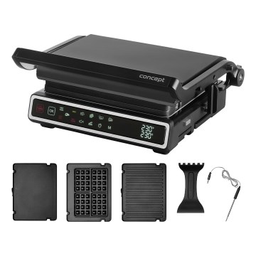Concept ge3550 - Grill de contacto con sonda de temperatura 2000W/230V negro