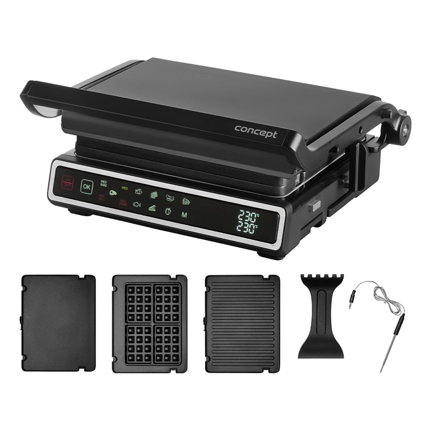 Concept ge3550 - Grill de contacto con sonda de temperatura 2000W/230V negro