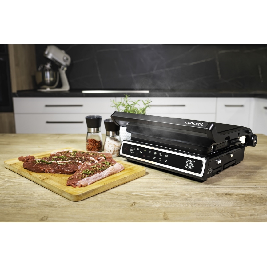 Concept ge3550 - Grill de contacto con sonda de temperatura 2000W/230V negro