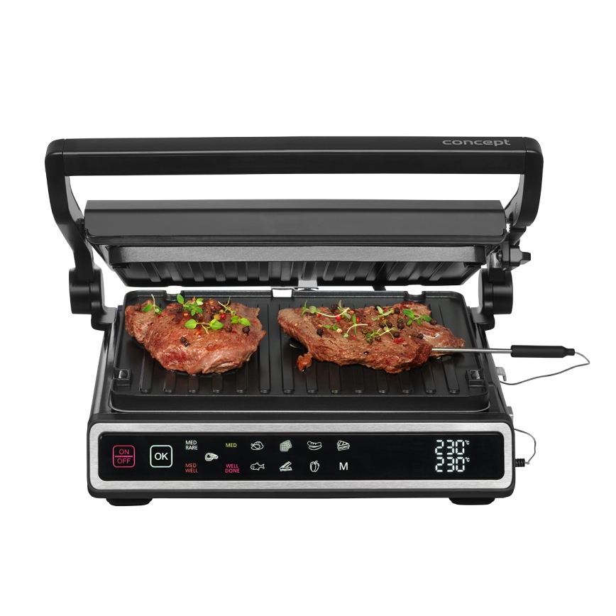 Concept ge3550 - Grill de contacto con sonda de temperatura 2000W/230V negro