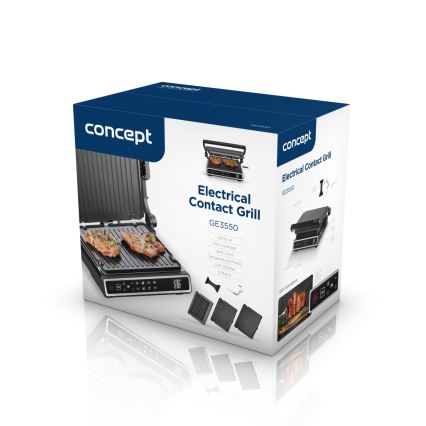Concept ge3550 - Grill de contacto con sonda de temperatura 2000W/230V negro