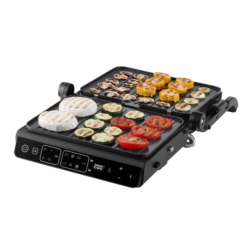 Concept ge3600 - Parrilla de contacto con sonda de temperatura GLASS 2000W/230V negro