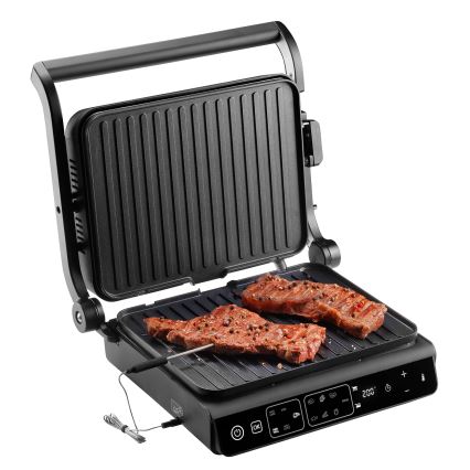 Concept ge3600 - Parrilla de contacto con sonda de temperatura GLASS 2000W/230V negro