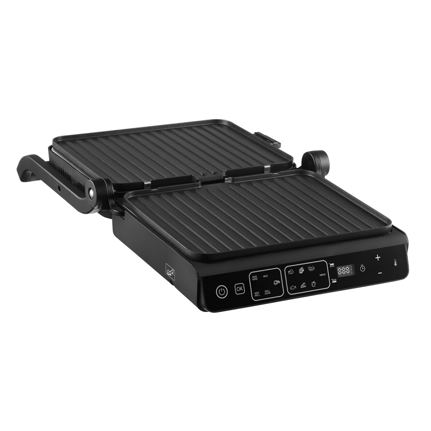 Concept ge3600 - Parrilla de contacto con sonda de temperatura GLASS 2000W/230V negro