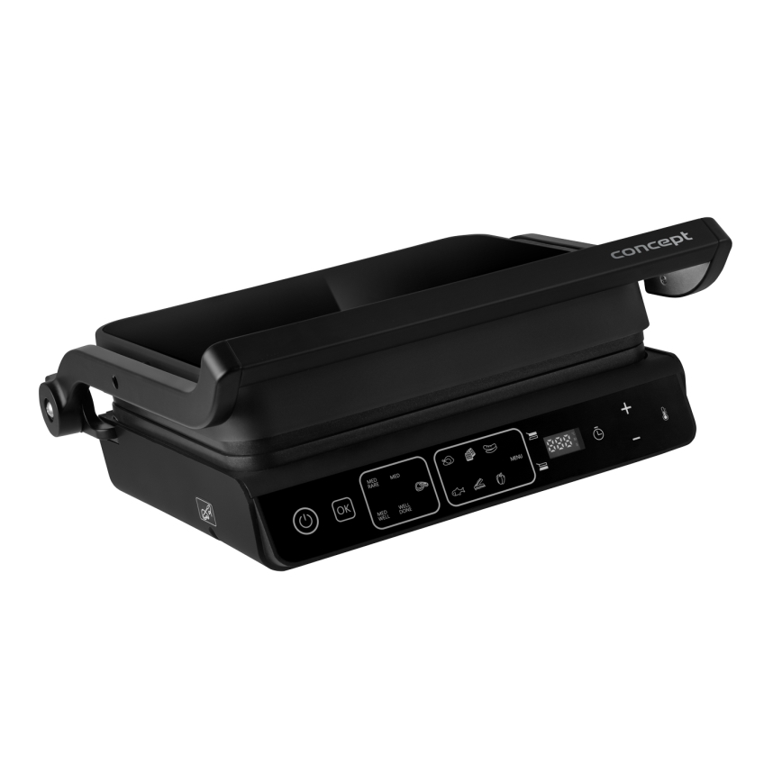 Concept ge3600 - Parrilla de contacto con sonda de temperatura GLASS 2000W/230V negro