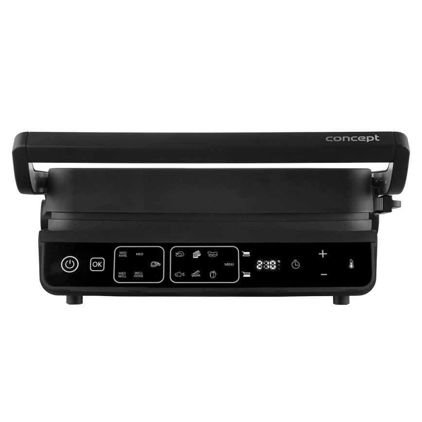 Concept ge3600 - Parrilla de contacto con sonda de temperatura GLASS 2000W/230V negro