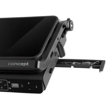 Concept ge3600 - Parrilla de contacto con sonda de temperatura GLASS 2000W/230V negro
