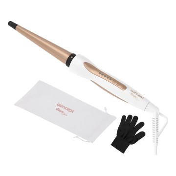 Concept KK2125 - Rizador cónico para cabello GLAM STYLE 42W/230V blanco/oro rosa