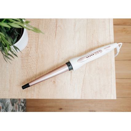 Concept KK2125 - Rizador cónico para cabello GLAM STYLE 42W/230V blanco/oro rosa