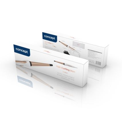 Concept KK2125 - Rizador cónico para cabello GLAM STYLE 42W/230V blanco/oro rosa