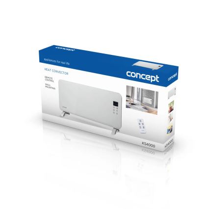 Concept KS4000 - Calefactor/convector eléctrico 1000/2000 W IP24 blanco + mando a distancia