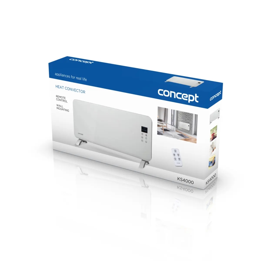 Concept KS4000 - Calefactor/convector eléctrico 1000/2000 W IP24 blanco + mando a distancia