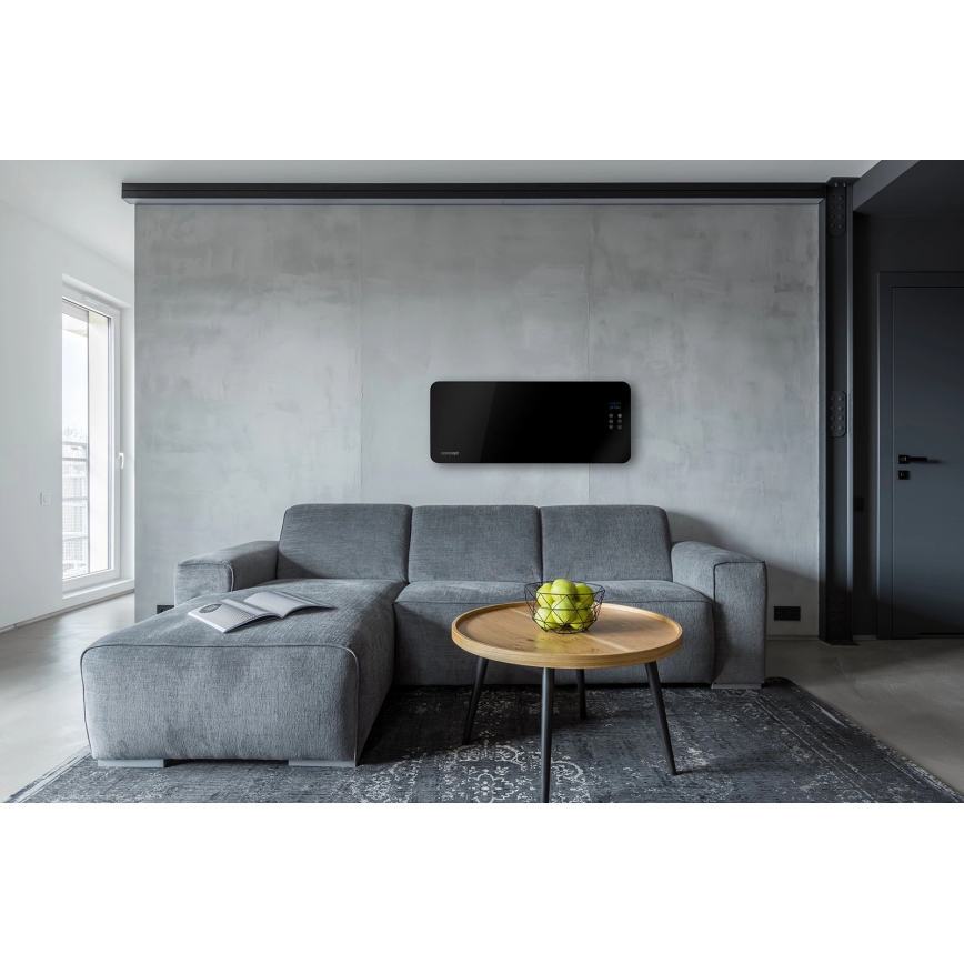 Concept KS4010 - Calefactor/convector eléctrico 1000/2000W IP24 negro + mando a distancia