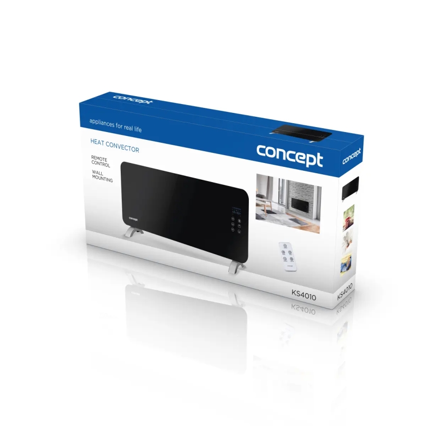 Concept KS4010 - Calefactor/convector eléctrico 1000/2000W IP24 negro + mando a distancia